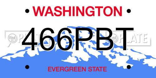 466PBT Washington License Plate