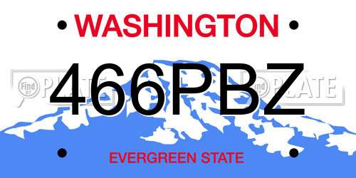 466PBZ Washington License Plate
