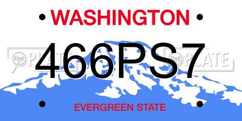 466PS7 Washington License Plate