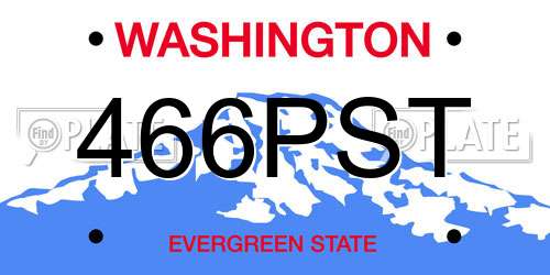 466PST Washington License Plate