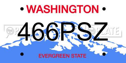 466PSZ Washington License Plate