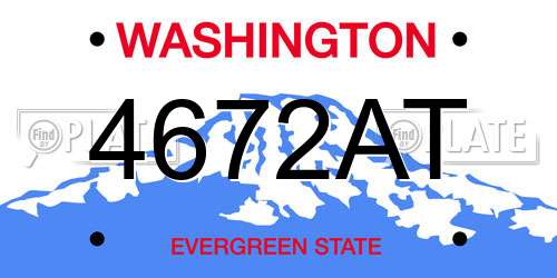 4672AT Washington License Plate