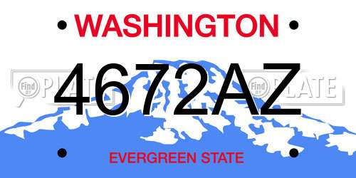 4672AZ Washington License Plate