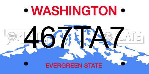 467TA7 Washington License Plate
