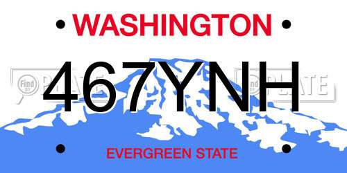 467YNH Washington License Plate