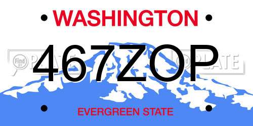 467ZOP Washington License Plate