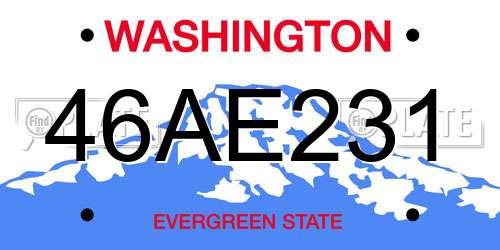 46AE231 Washington License Plate