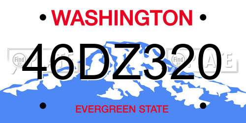 46DZ320 Washington License Plate