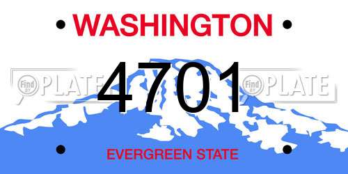 4701 Washington License Plate