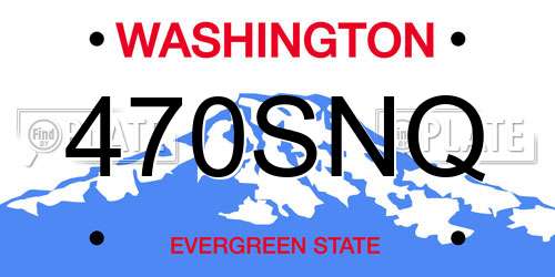 470SNQ Washington License Plate