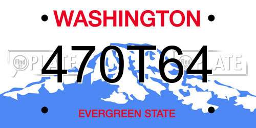 470T64 Washington License Plate