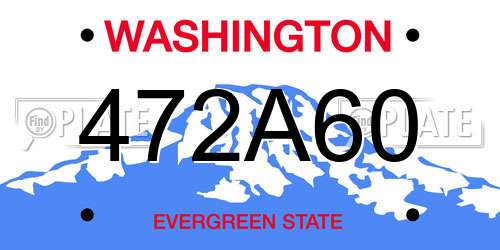 472A60 Washington License Plate