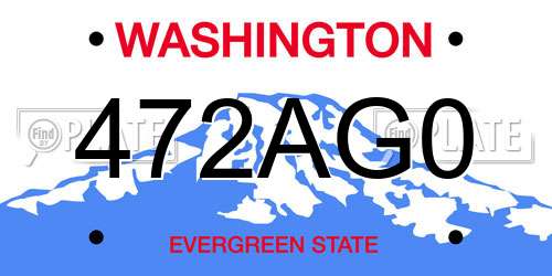 472AG0 Washington License Plate