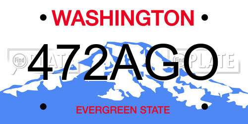 472AGO Washington License Plate