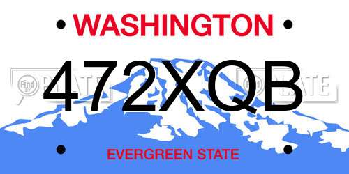 472XQB Washington License Plate