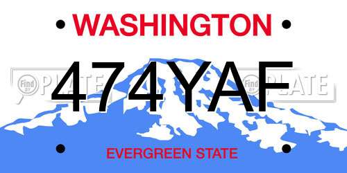 474YAF Washington License Plate