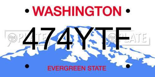 474YTF Washington License Plate