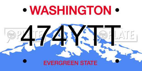 474YTT Washington License Plate