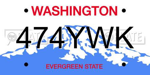 474YWK Washington License Plate