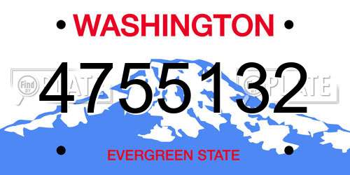 4755132 Washington License Plate