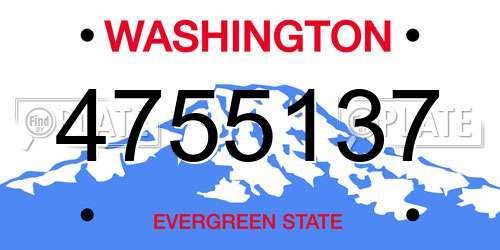 4755137 Washington License Plate