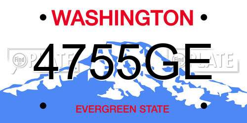 4755GE Washington License Plate