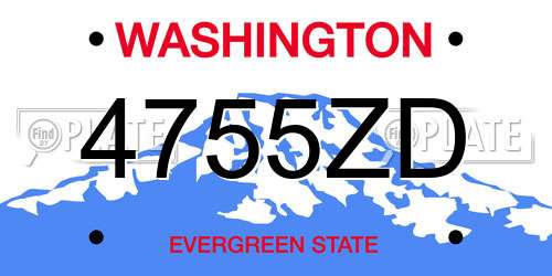 4755ZD Washington License Plate