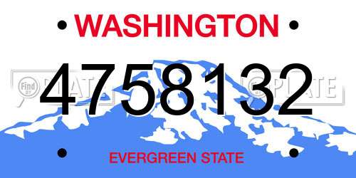 4758132 Washington License Plate