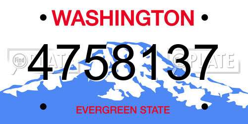 4758137 Washington License Plate