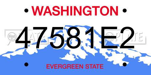 47581E2 Washington License Plate