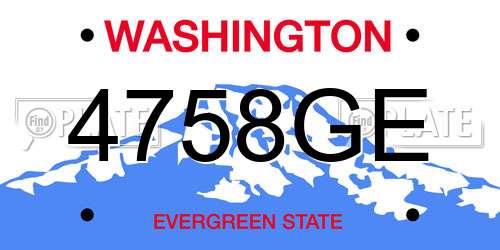 4758GE Washington License Plate