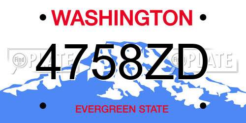 4758ZD Washington License Plate