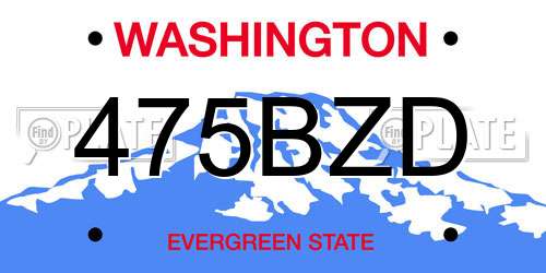 475BZD Washington License Plate