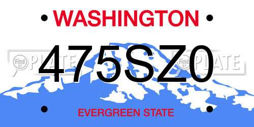 475SZ0 Washington License Plate