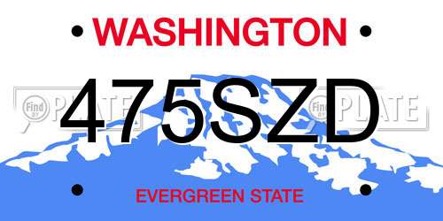 475SZD Washington License Plate