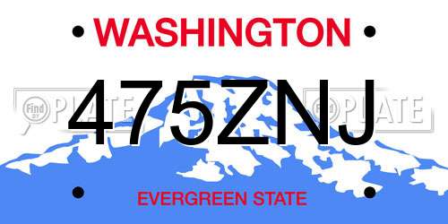 475ZNJ Washington License Plate