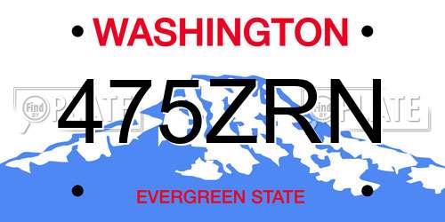 475ZRN Washington License Plate