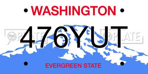 476YUT Washington License Plate