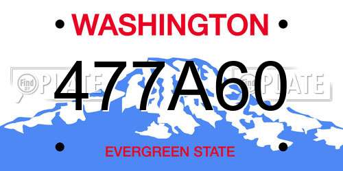 477A60 Washington License Plate