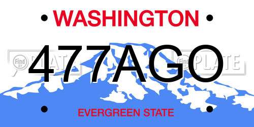 477AGO Washington License Plate