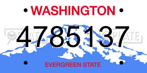 4785137 Washington License Plate