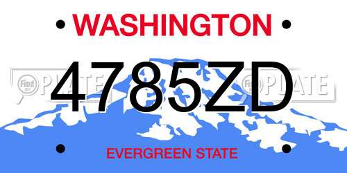 4785ZD Washington License Plate