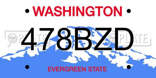 478BZD Washington License Plate