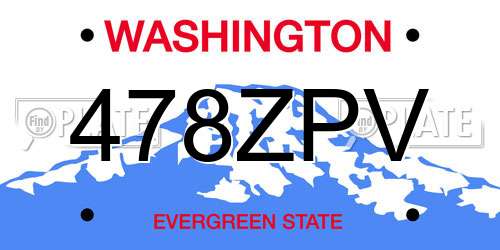 478ZPV Washington License Plate