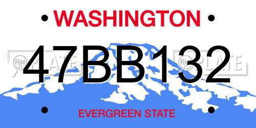 47BB132 Washington License Plate