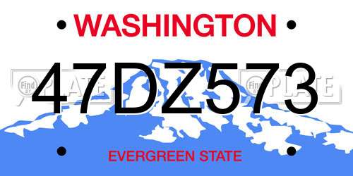 47DZ573 Washington License Plate