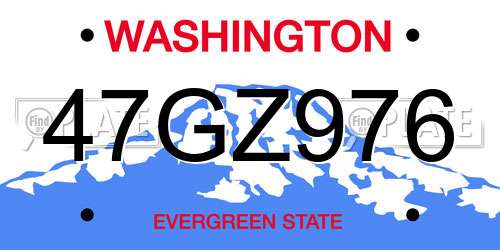 47GZ976 Washington License Plate