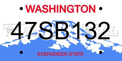 47SB132 Washington License Plate