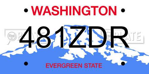 481ZDR Washington License Plate