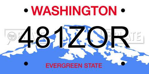481ZOR Washington License Plate